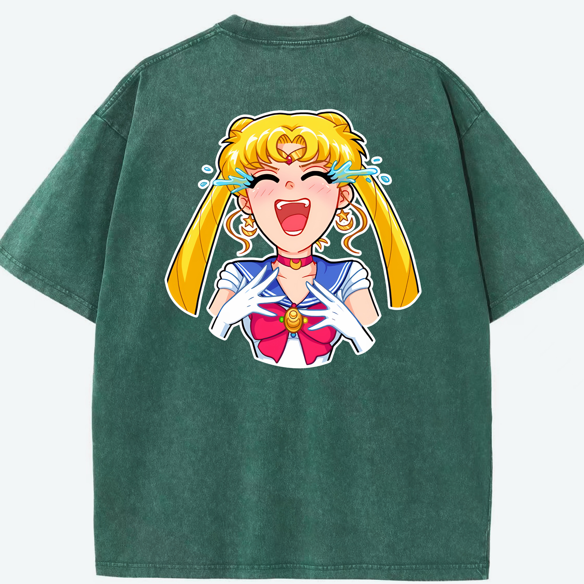 （画像用） 美少女戦士セーラームーン 月野 うさぎ つきの うさぎ Sailor Moon Tsukino Usagi 綿100% ヴィンテージ風 半袖Tシャツ（背面プリント）